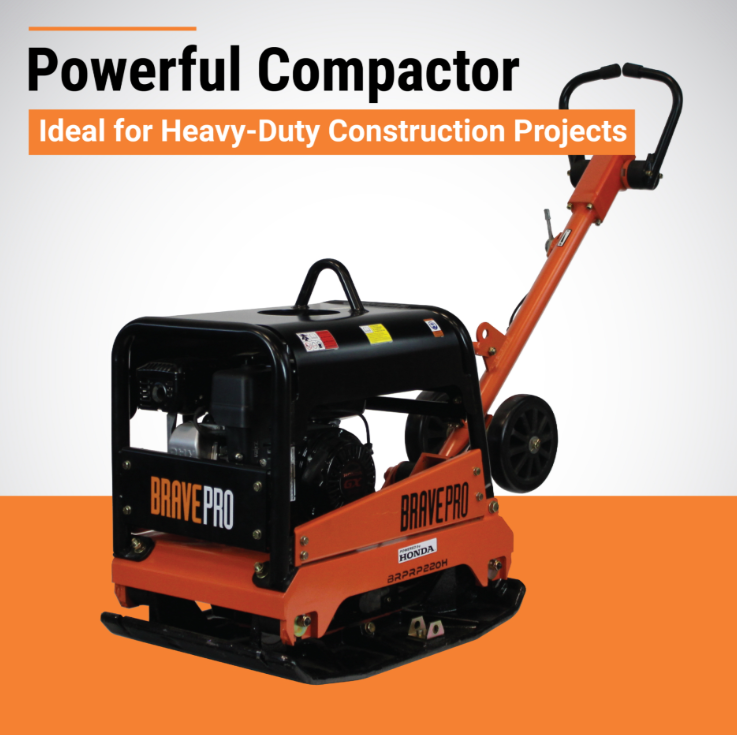 Reversible Plate Compactor 20 In. Wheel Kit Honda GX200 BravePro