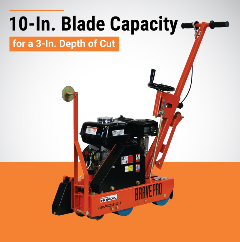 Concrete Saw 10 In. Walk Behind Saw Honda GX200 BravePro Green