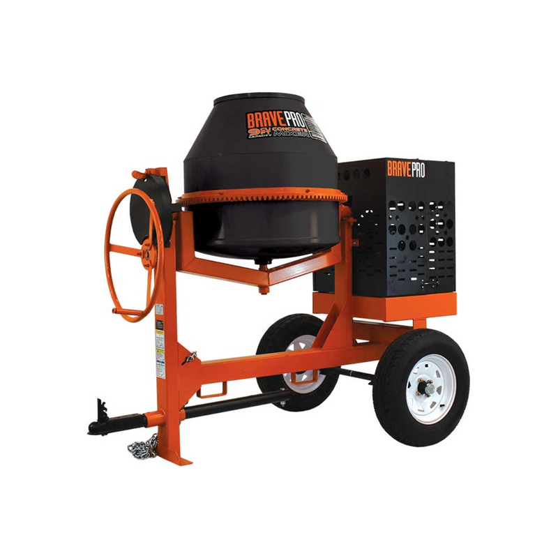 Concrete Power Mixer BravePro Concrete Mixer | 9 Cu. Ft. Poly Drum | Honda GX270