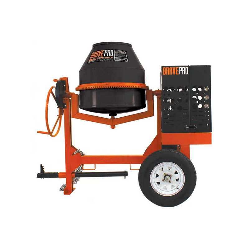 Concrete Power Mixer BravePro Concrete Mixer | 9 Cu. Ft. Poly Drum | Honda GX270