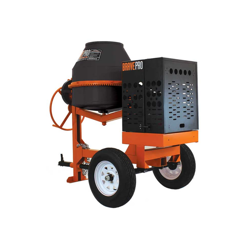 Concrete Power Mixer BravePro Concrete Mixer | 9 Cu. Ft. Poly Drum | Honda GX270