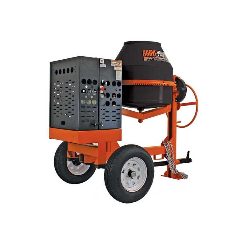 Concrete Power Mixer BravePro Concrete Mixer | 9 Cu. Ft. Poly Drum | Honda GX270