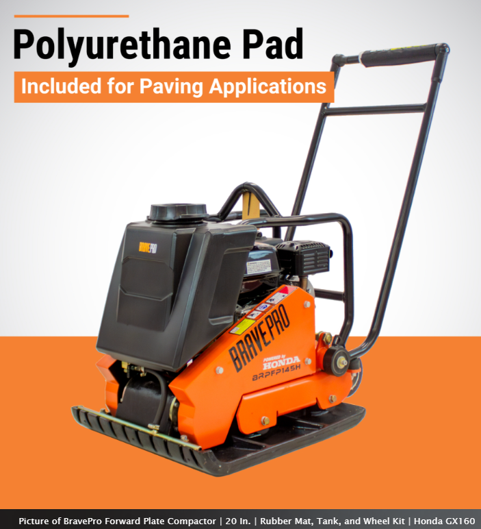 20-Inch Forward Plate Compactor with Rubber Mat, Water Tank & Wheel Kit Honda GX160
