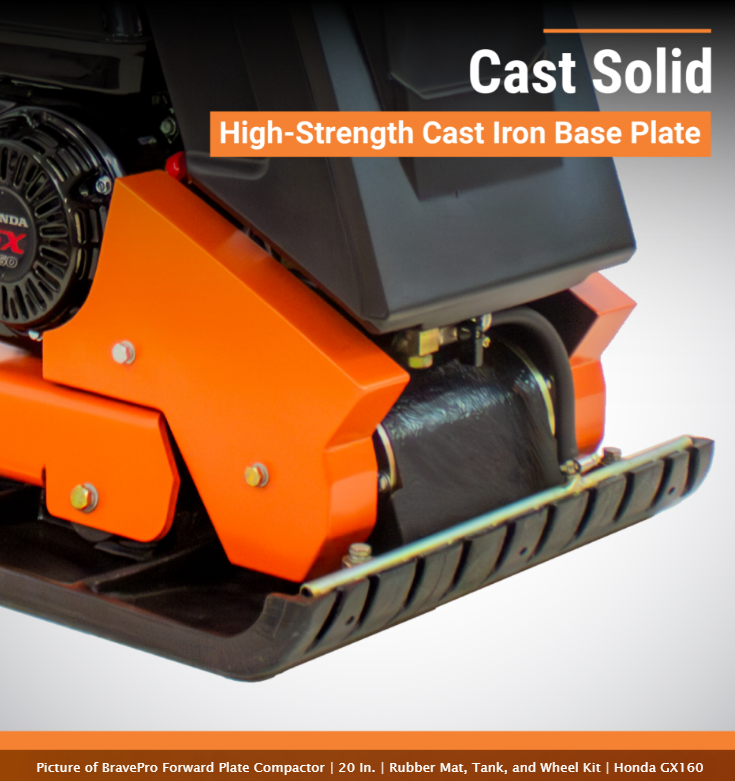 20-Inch Forward Plate Compactor with Rubber Mat, Water Tank & Wheel Kit Honda GX160
