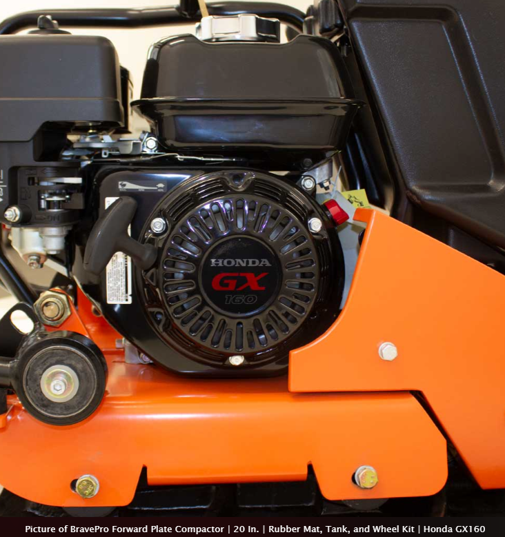 20-Inch Forward Plate Compactor with Rubber Mat, Water Tank & Wheel Kit Honda GX160