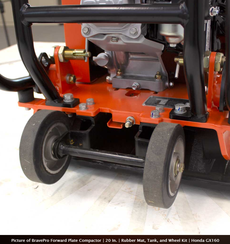 20-Inch Forward Plate Compactor with Rubber Mat, Water Tank & Wheel Kit Honda GX160
