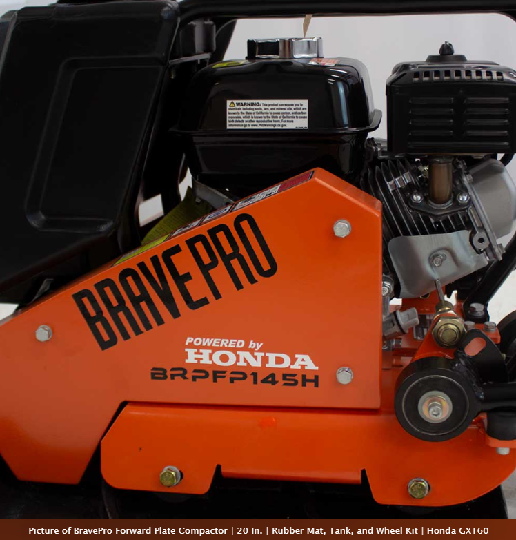 20-Inch Forward Plate Compactor with Rubber Mat, Water Tank & Wheel Kit Honda GX160