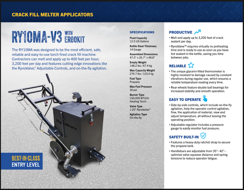 Asphalt Crack Filling Machine for Sale – RY10MA-V3 Ergo Kit Melter Applicator