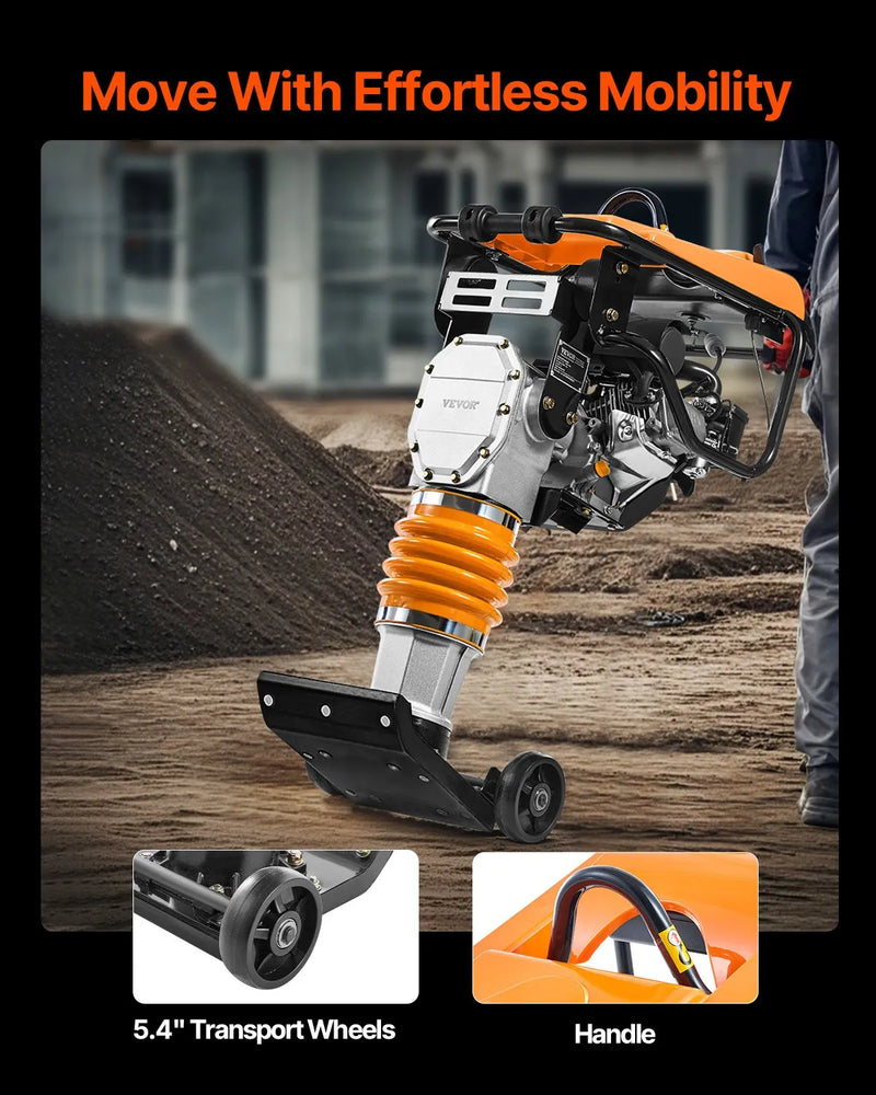 Jumping Jack Rammer 6.5HP Gas – VEVOR Tamping Rammer 3600 lb Impact Compactor single spring