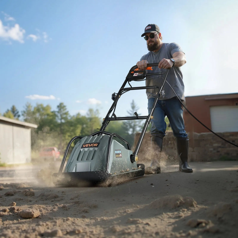 Electric Plate Compactor – VEVOR 5kN Vibratory Compactor 200 sq in Plate