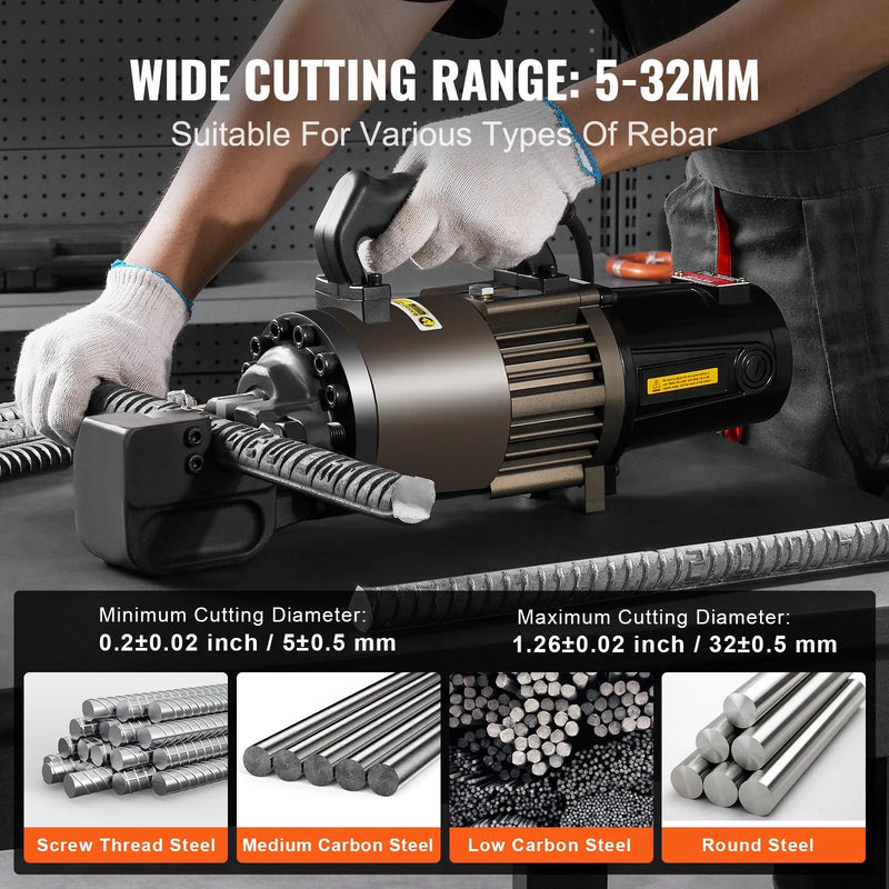 Hydraulic Rebar Cutter Electric – VEVOR 2300W Steel Rebar Cutting Machine 1.26"