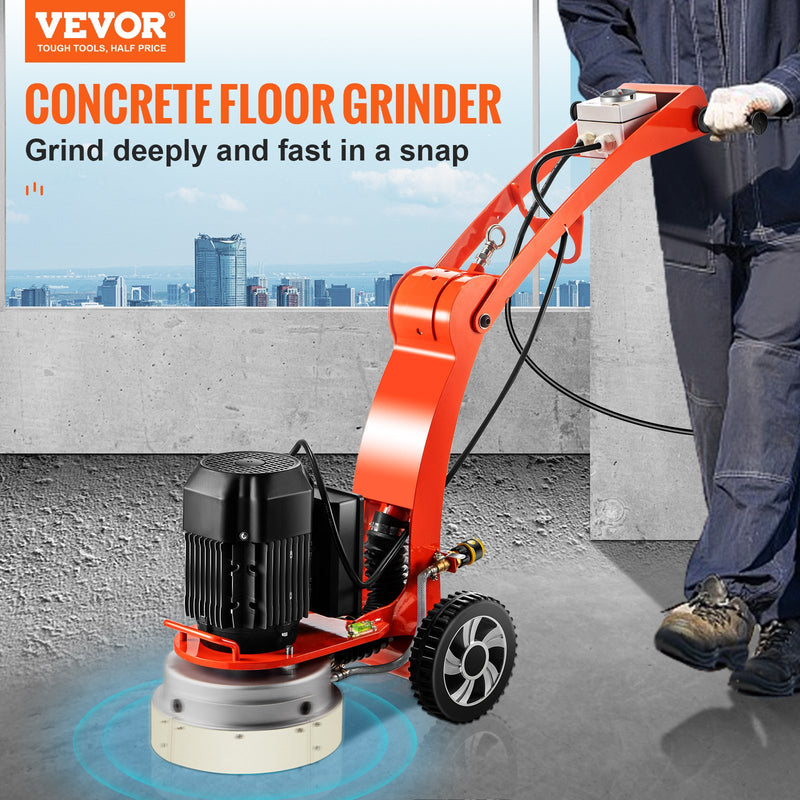 Concrete Floor Grinder 10" Electric – VEVOR 1.5HP Adjustable Handle Surface Grinder