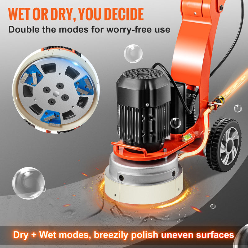 Concrete Floor Grinder 10" Electric – VEVOR 1.5HP Adjustable Handle Surface Grinder
