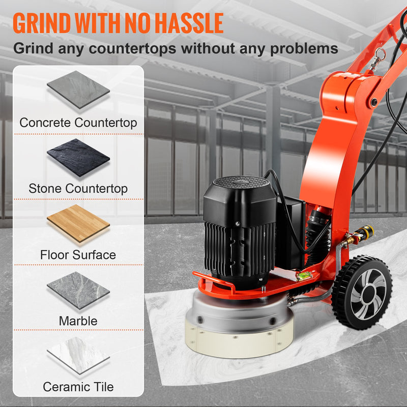 Concrete Floor Grinder 10" Electric – VEVOR 1.5HP Adjustable Handle Surface Grinder