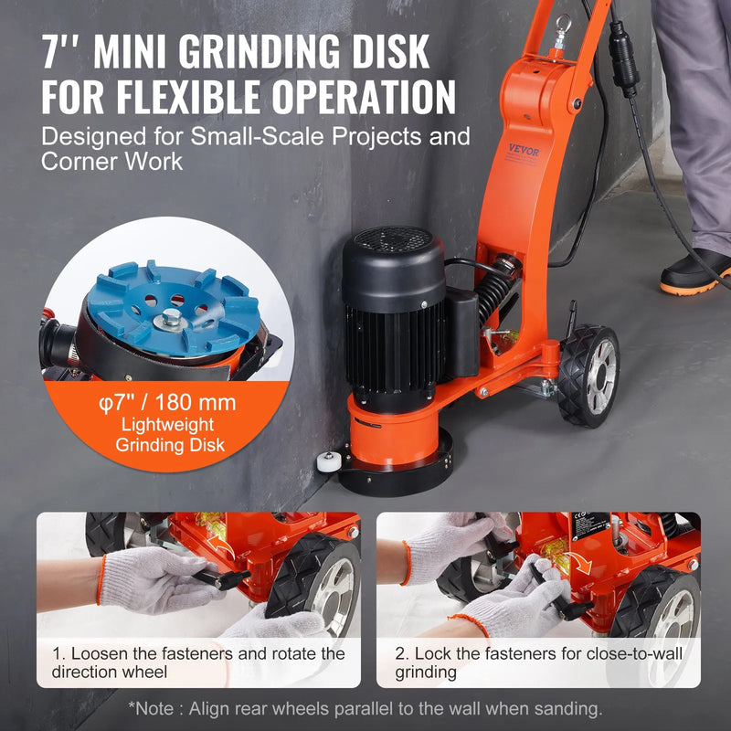 Concrete Floor Grinder 10" Electric – VEVOR 1.7HP Brushless Surface Grinder