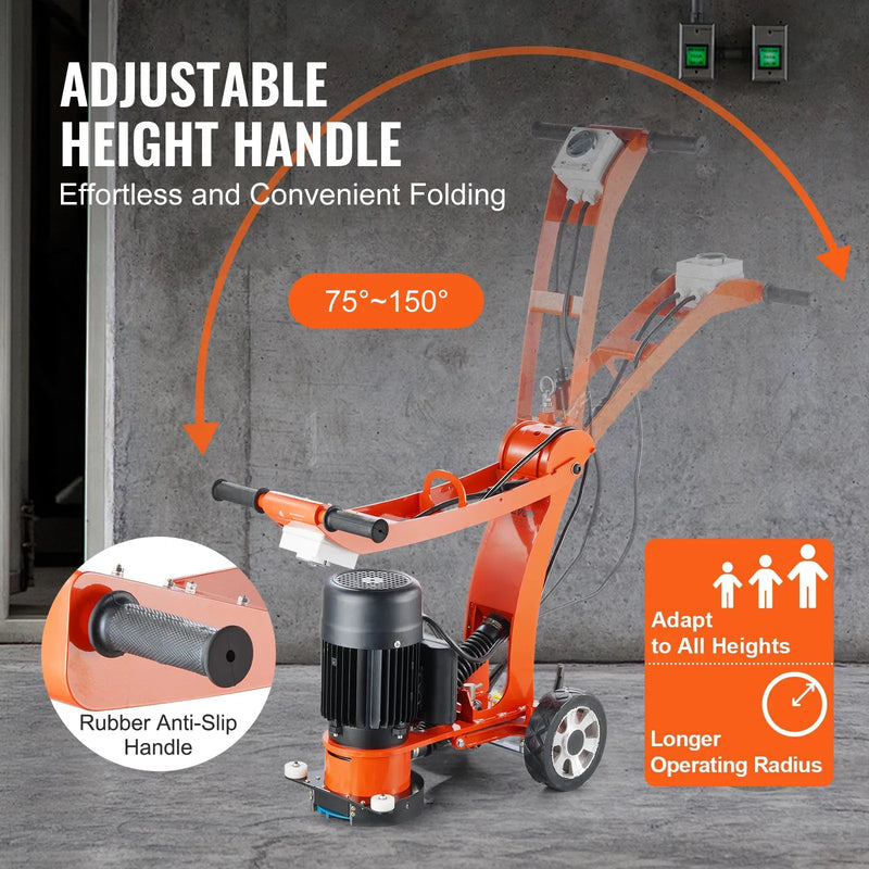 Concrete Floor Grinder 10" Electric – VEVOR 1.7HP Brushless Surface Grinder