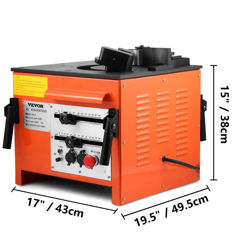 Electric Rebar Bender – VEVOR  1-Inch (25 mm) Capacity Steel Bar Bending Machine with Foot Pedal