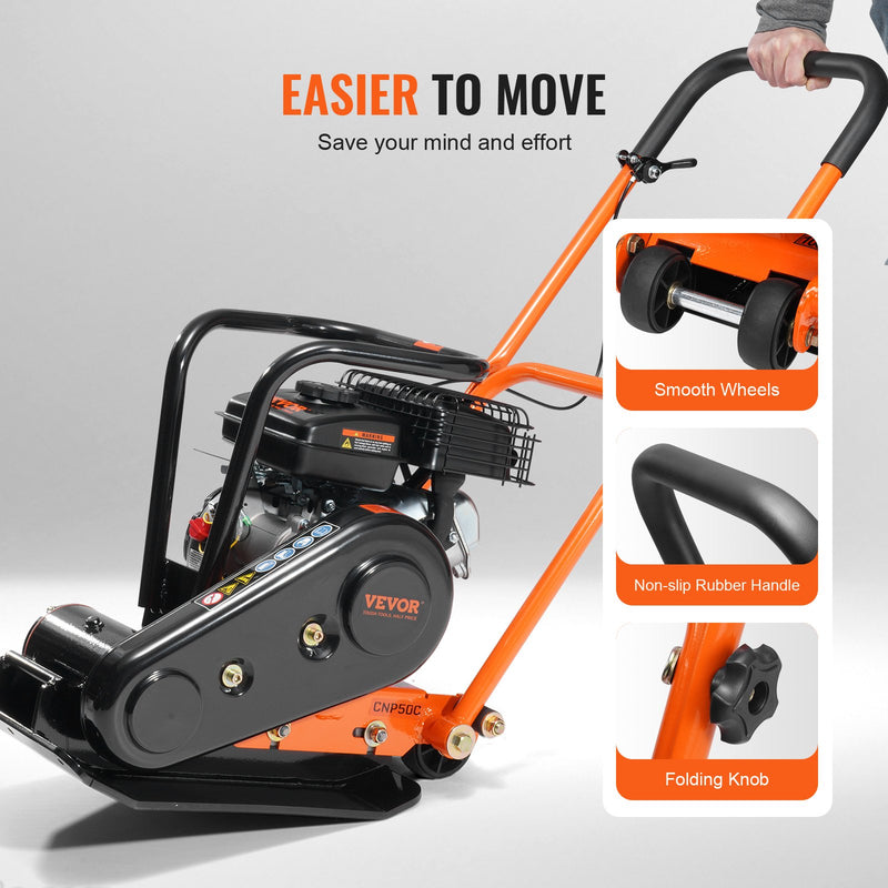 Plate Compactor 2.8HP Gas – VEVOR 98cc Vibratory Compactor 221 sq in Plate