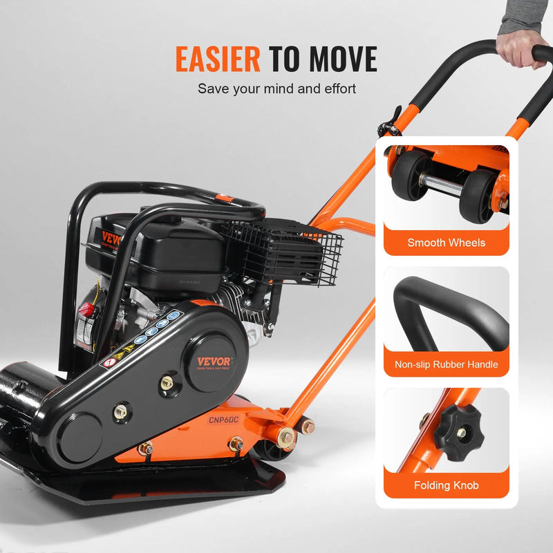 Plate Compactor 6.5HP Gas – VEVOR Forward Vibratory Compactor 196cc 351 sq in Plate