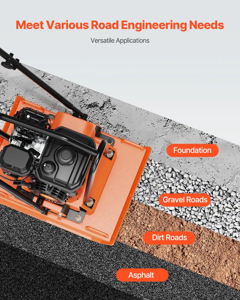 Plate Compactor 7HP Gas – VEVOR Forward Vibratory Compactor 4,451 lb Force